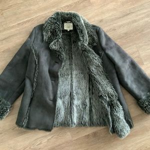 Laura Ashley faux fur and faux suede coat